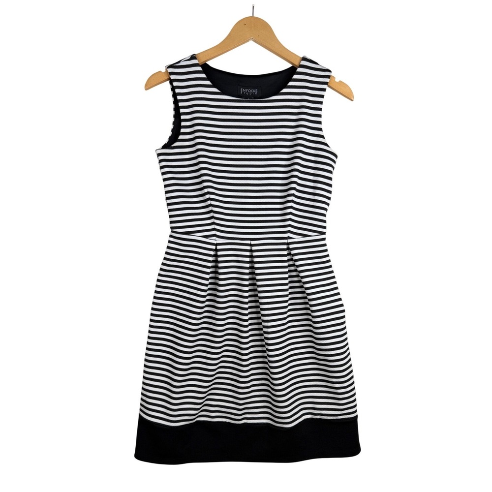 Enfocus Studio Striped Sleeveless A-line Dress size 4 Black/White‎